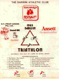 The entry form for the second triathlon held at Mindil Beach on 9 July 1983. This was the first triathlon organised by the Dawin Athletic Club.